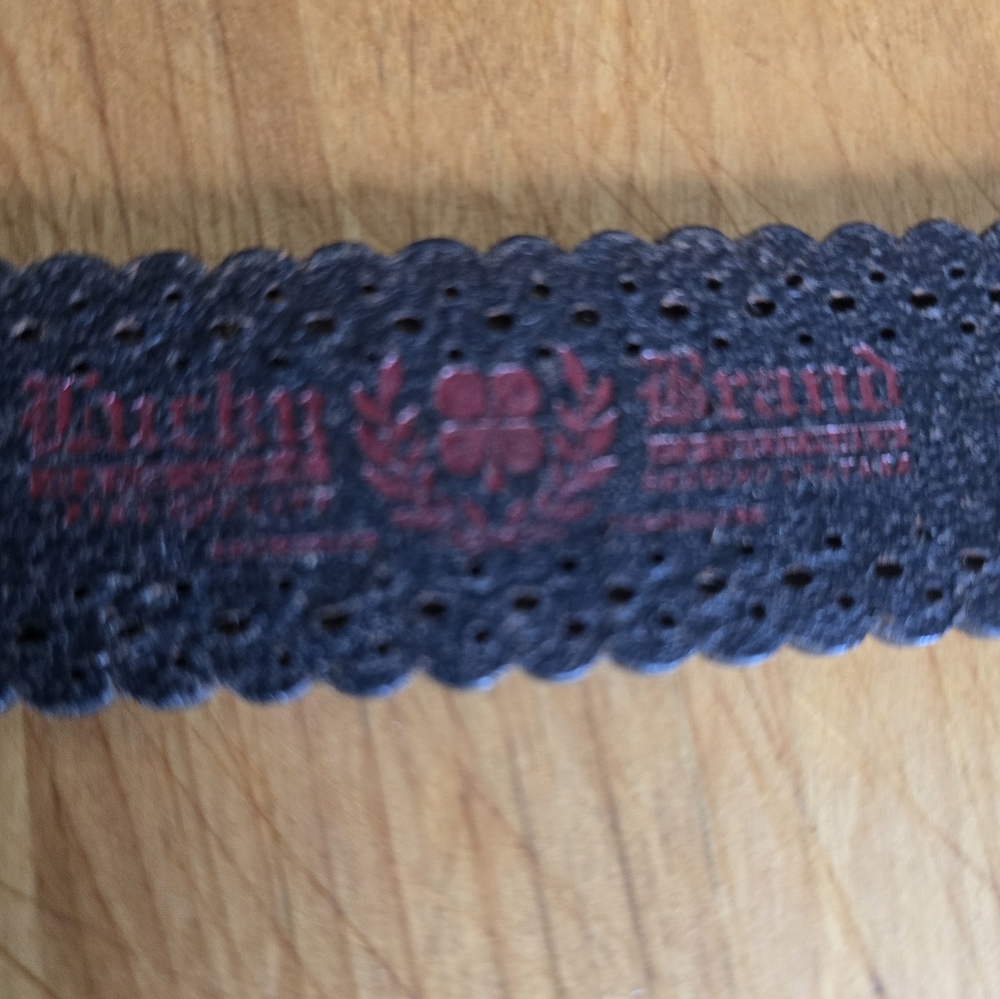 Dark Brown Scalloped Edge Leather Belt with Oval Buckle - Picture 2 of 8